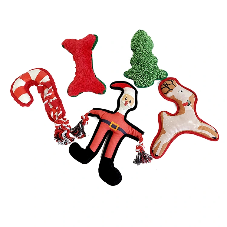 Treça de Natal Cane Deer Papai Noel Toy Dog Toy