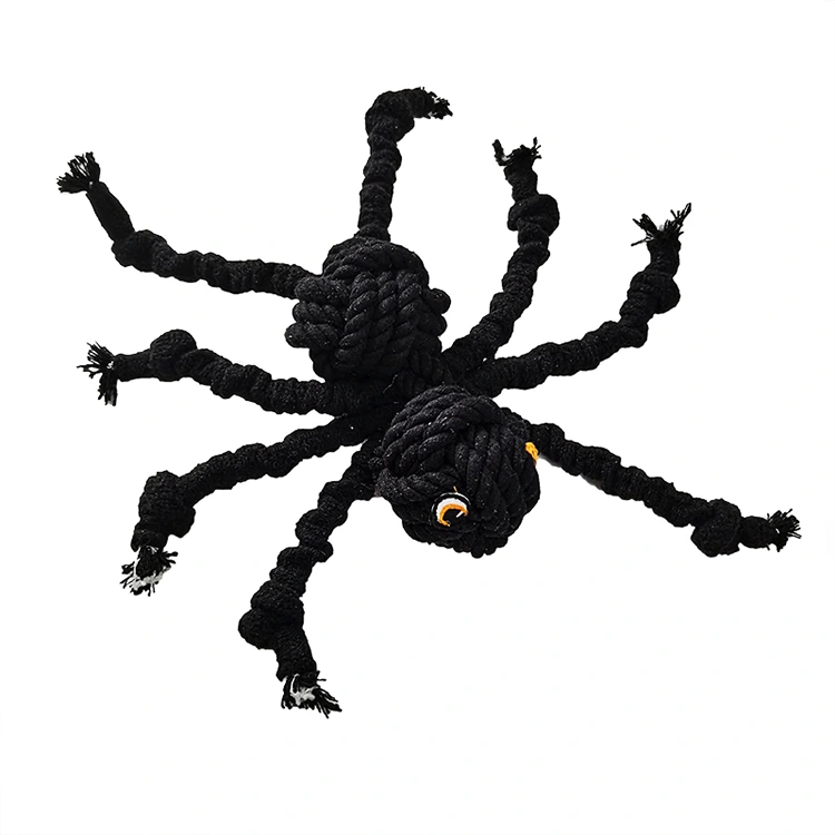 Brinquedos de corda de algodão aranha feitos à mão para cachorro